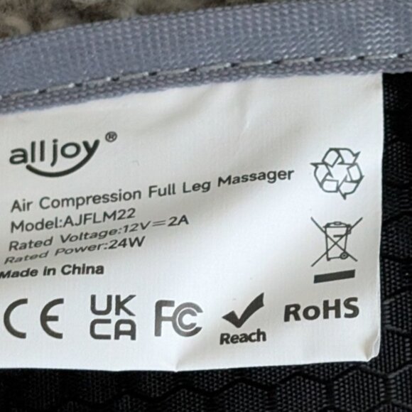 barely used AllJoy AJFLM22 Black 24W Air Compression Full Leg Massager L & R leg - Picture 2 of 5
